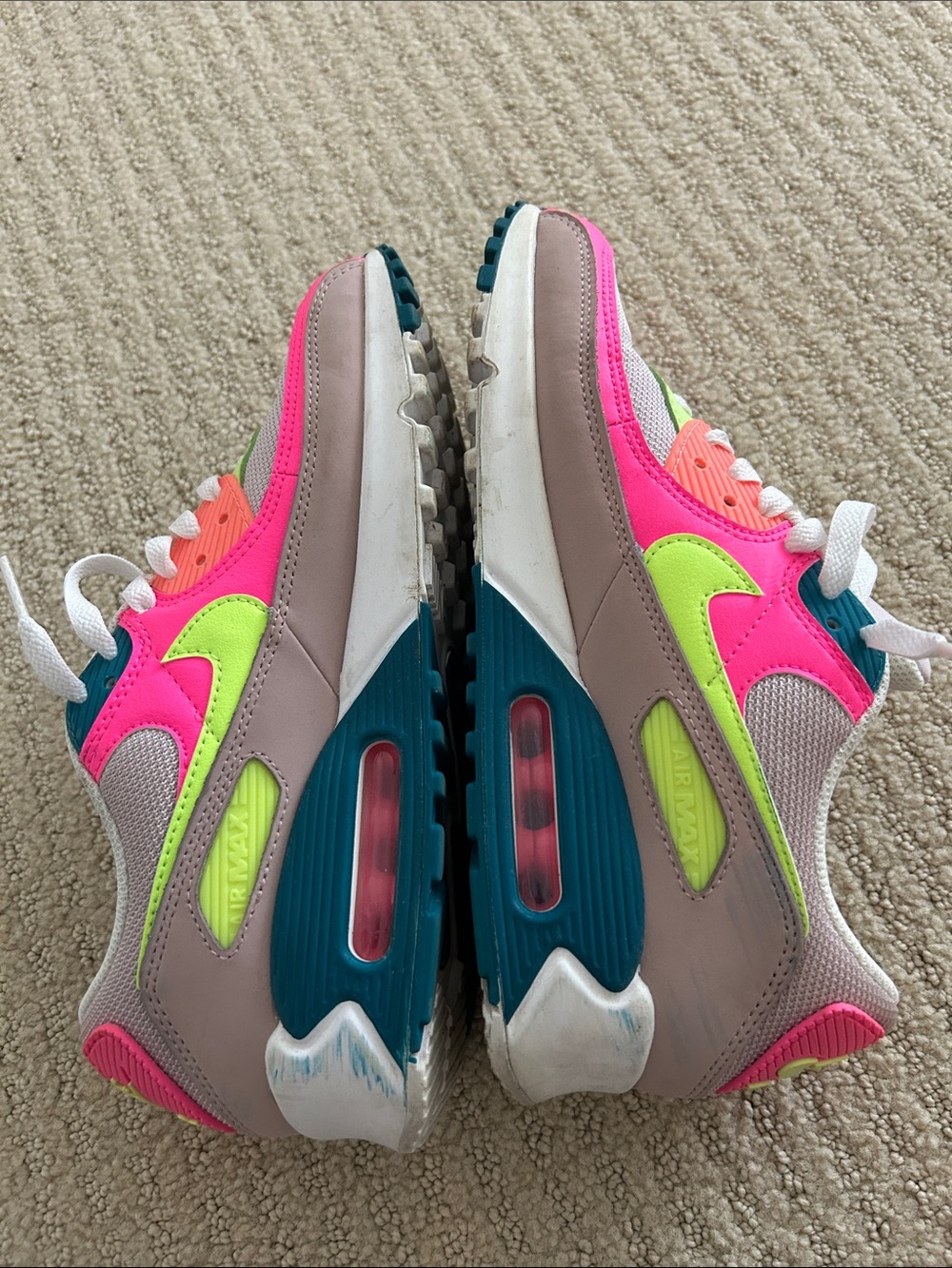 Nike Air Max 90 Neon Pink, Lime & Teal Sneakers - Picture 4 of 6